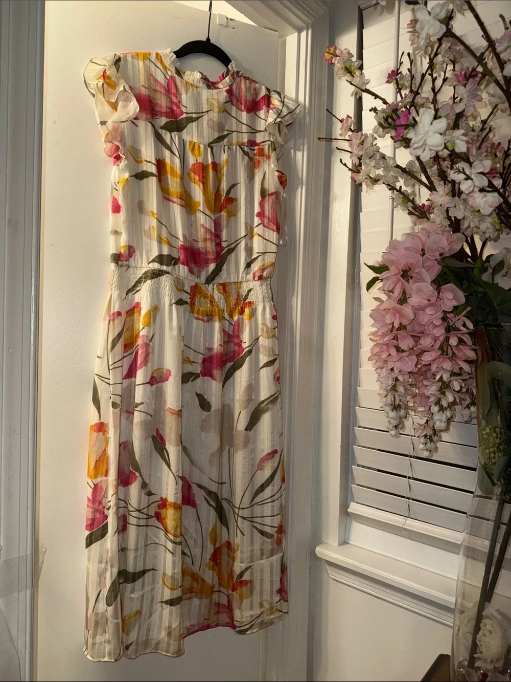 Wren Floral Maxi Dress in White, Pink & Yellow